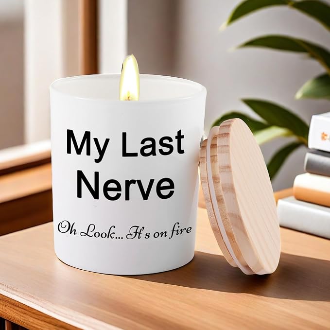 BFJLIFE Candles Gifts for Women Funny Unique Mothers Day Christmas Birthday Self Care Relaxation Spa Gag Gifts for Sister Best Friend My Last Nerve Lavender Scented Soy Candle