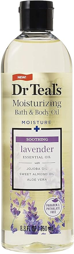 Dr. Teals Bath & Body Oil Variety Gift Set (2 Pack, 8.8oz Ea.) - Soothing Lavender & Rejuvenating Eucalyptus & Spearmint - Essential Oils Hydrate Skin & Alleviates Daily Stress