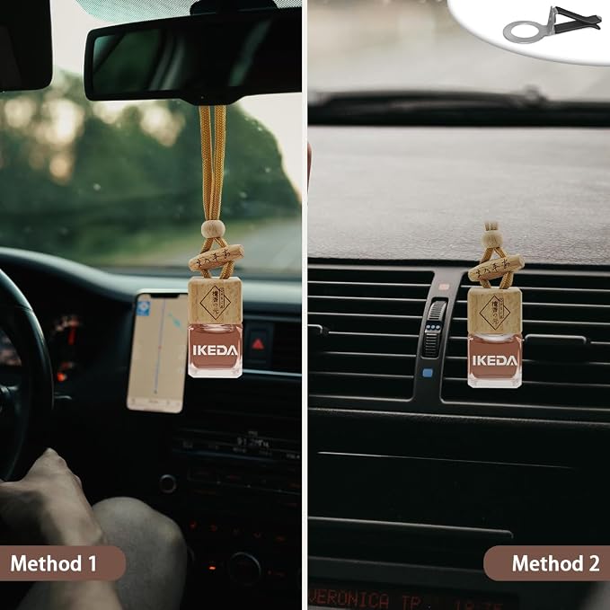 ikeda fragrance Car Air Freshener | Long-Lasting Coffee Aromas | Car Scent Hanging with Vent Clip | Odor Eliminator Deodorizer for Automotive Women Men (Square-Coffee)
