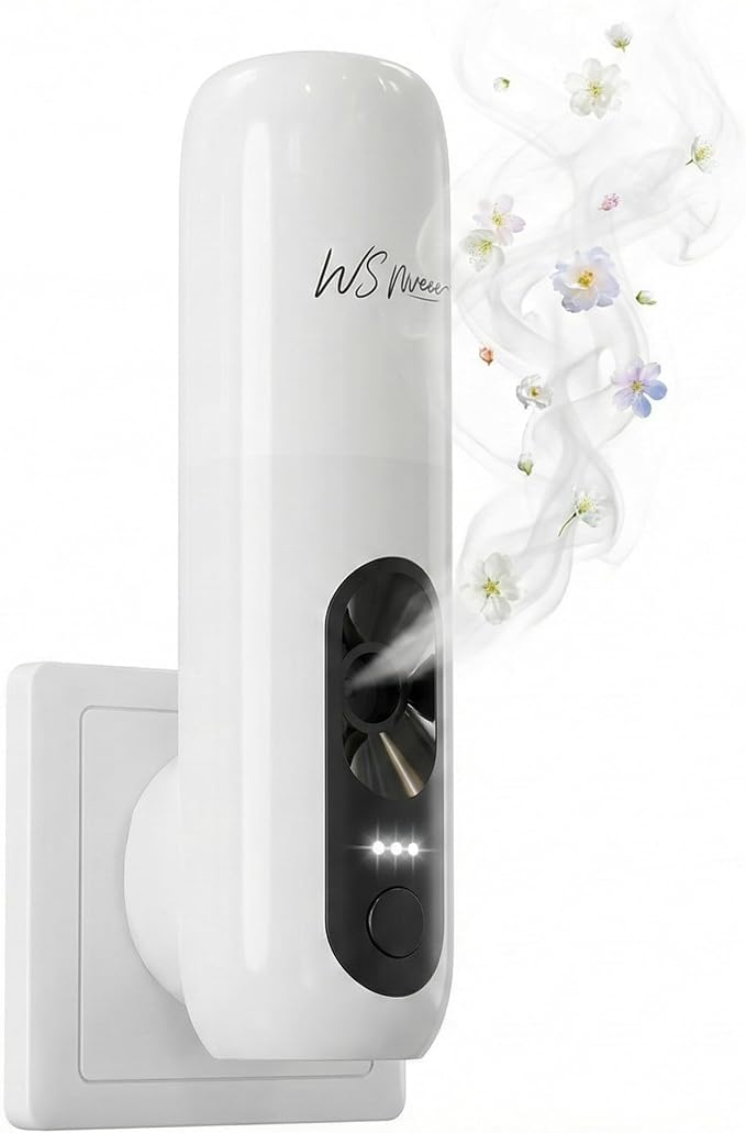 Waterless Essential Oil Diffuser Plug in wall, Automatic Home Frangrance Diffuser for Bedroom Bathroom Kitchen, 25dB Ultra-Quiet Aroma Diffuser, Works with Most Essential Oils and Pure Aroma Oil