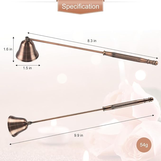 Candle Extinguisher with Long Handle, Metal Wick Snuffer Candle Snuffer Accessory with Long Handle for Scented Candle, Aromatherapy Candles for Putting Out Candles Flame (Red Copper)