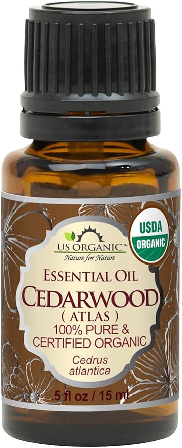 US Organic 100% Pure Cedarwood Essential Oil (Atlas) - USDA Certified Organic, Steam Distilled (More Size Variations Available) (15 ml / .5 fl oz)