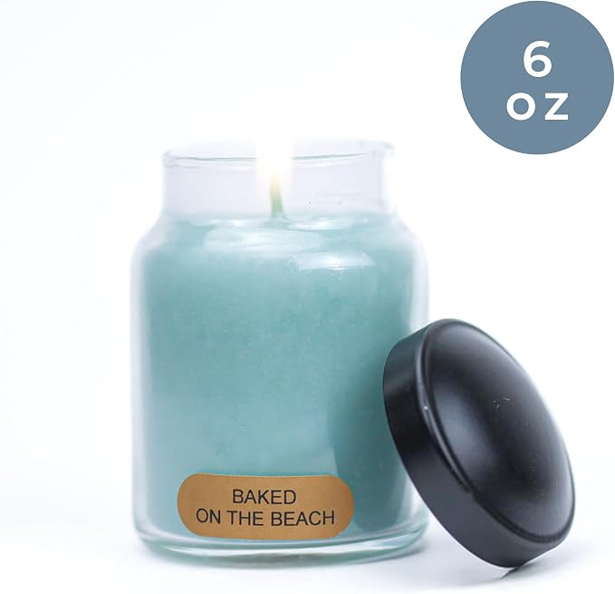 A Cheerful Giver - Baked On the Beach - 6oz Baby Scented Candle Jar with Lid - Keepers of the Light - 30 Hours of Burn Time, Gift Candle, Blue
