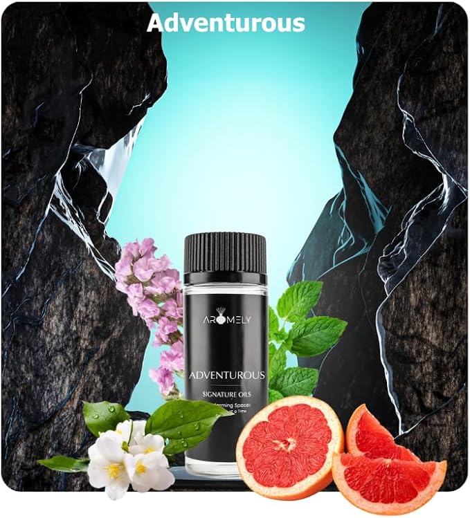 AROMELY Adventurous Diffuser Oil Blend | Luxury Home Fragrance Oil for Diffusers | Hotel-Inspired Signature Scent with Notes of Lemon, Grapefruit, Pink Pepper, Bergamot & Amberwood | 50ml