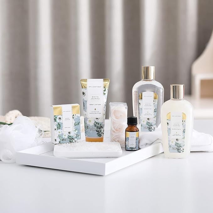 Spa Gifts for Women 8 Pcs Spa Luxetique Gift Baskets with Hand Cream Spa Gifts for Women Jasmine Gift Sets