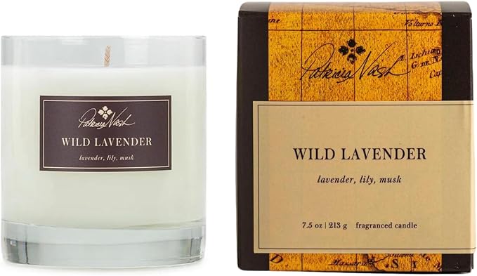 Rosy Rings Patricia Nash Candle | Long Lasting Fragrance Home Decor Gift Luxurious Aromatherapy Notes of Lavender, Lily, Sage, Musk, Sandalwood, Moss 60 Hour Burn Time 7.5oz 3.5" H (Wild Lavender)