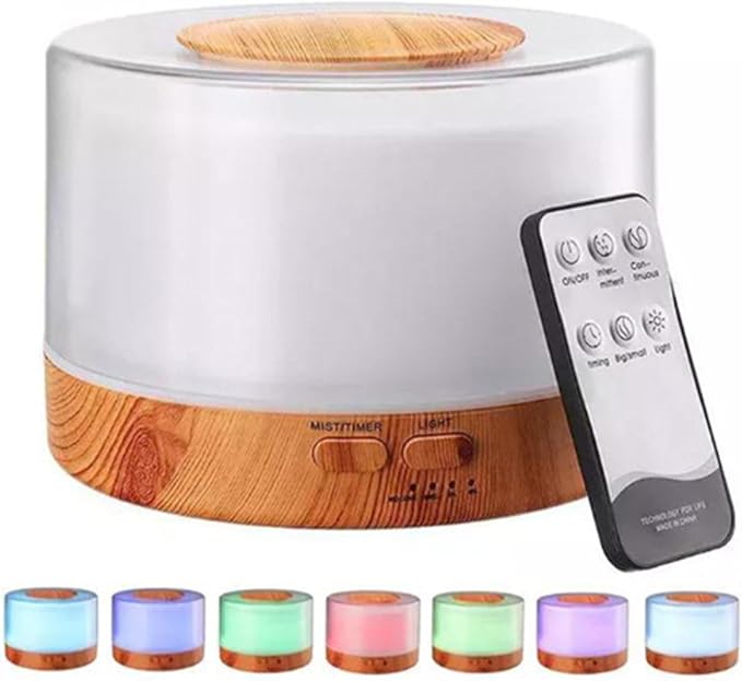 Generic Diffusers 500ml Essential Oil Diffuser with Adjustable Mist Mode, 2024 New Auto Off Aroma Diffuser 7-Colors lignts for Bedroom, Office, Khaki