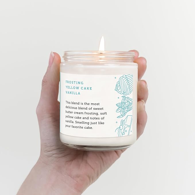 CANDE Craft Piece of Cake Scented Candle - Birthday Cake Gift Candle, Funny Gift for Her, 8 oz Glass Jar Candle, 50+ Hour Burn Time, Made in The USA