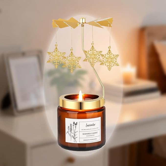 Christmas Candles Gifts for Women, Birthday Gifts for Daughter Sister Mom Wife, Unique Gift for Friend Women Rotatable Lavender Candles Gift for Anniversary Birthday Mothers Day