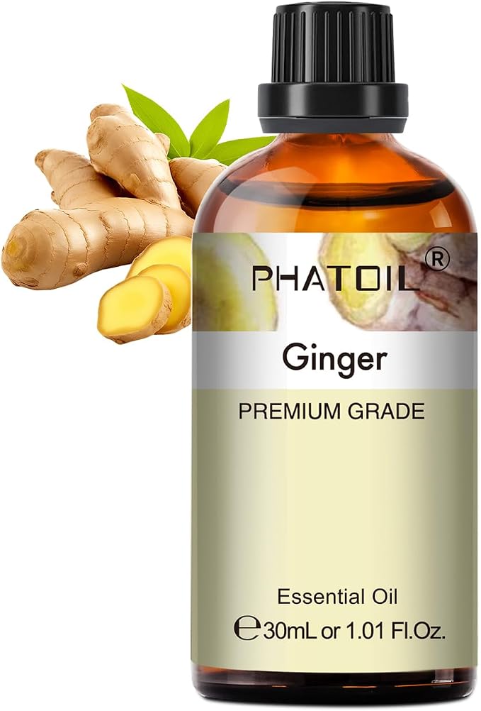 Ginger Essential Oil, 1.01Fl.Oz (30ML) PHATOIL Pure Essential Oil Singles for Aromatherapy Diffusers, Humidifiers, Great for DIY Candle and Soap Making, Gift for Friend