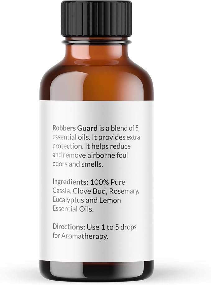NaturoBliss Robbers Guard Synergy Blend Aromatherapy Essential Oils Blend (Cassia Clove Rosemary Eucalyptus Lemon) from Tales of French Thieves - 1 Fl. Oz, 30ml