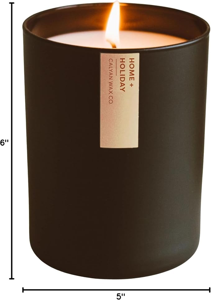 Calyan Wax Co. Home & Holiday Scented Candle - 75 Hour Burn - Luxury Clean Soy Wax Candles - Long Lasting Black Tumbler Jar Candle for Home - 10.2oz