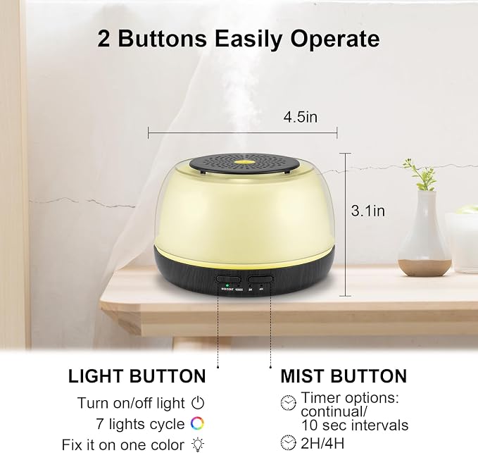Marchred 300ML Essential Oil Diffuser - 8-Hour Aromatherapy with Remote Control, 7-Color LED Lights, 4 Timer Settings for Home