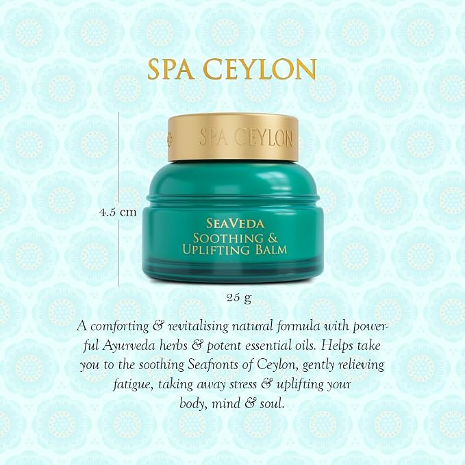 SPA CEYLON SeaVeda Soothing & Uplifting Balm – Citrus, Spearmint & Patchouli Essential Oil Balm, Natural, Vegetarian, Ayurveda, Silicone & Paraben Free, 25g