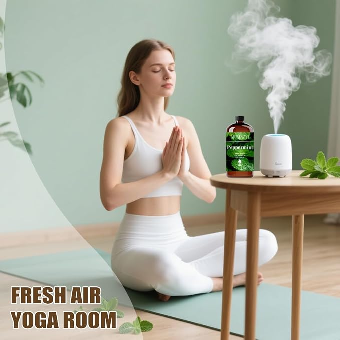 Peppermint Essential Oil, Peppermint Oil 16 Fl Oz 480ML for Diffuser Humidifier Yoga Cleaning DIY Candle Soap Making MUMAZYL Essential Oils