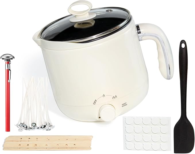 Aroparc Wax Melter for Candle Making with Thermometer, Large 60oz/1.8L Electric Wax Melter with Pouring Spout Candle Making Kit for Beginners Adults