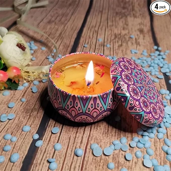 Scented Candle Gift Set with 8% Essential Oils | 4 Pack Aromatherapy Candles for Stress Relief and Relaxation