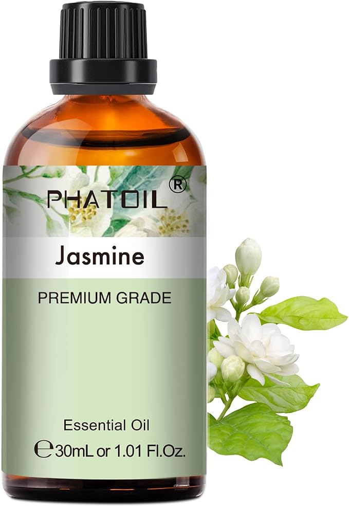 Jasmine Essential Oil 1.01fl.oz/30ml, PHATOIL Jasmine Oils Long Lasting Scents for Aromatherapy, Diffuser, DIY Soap and Candle Making