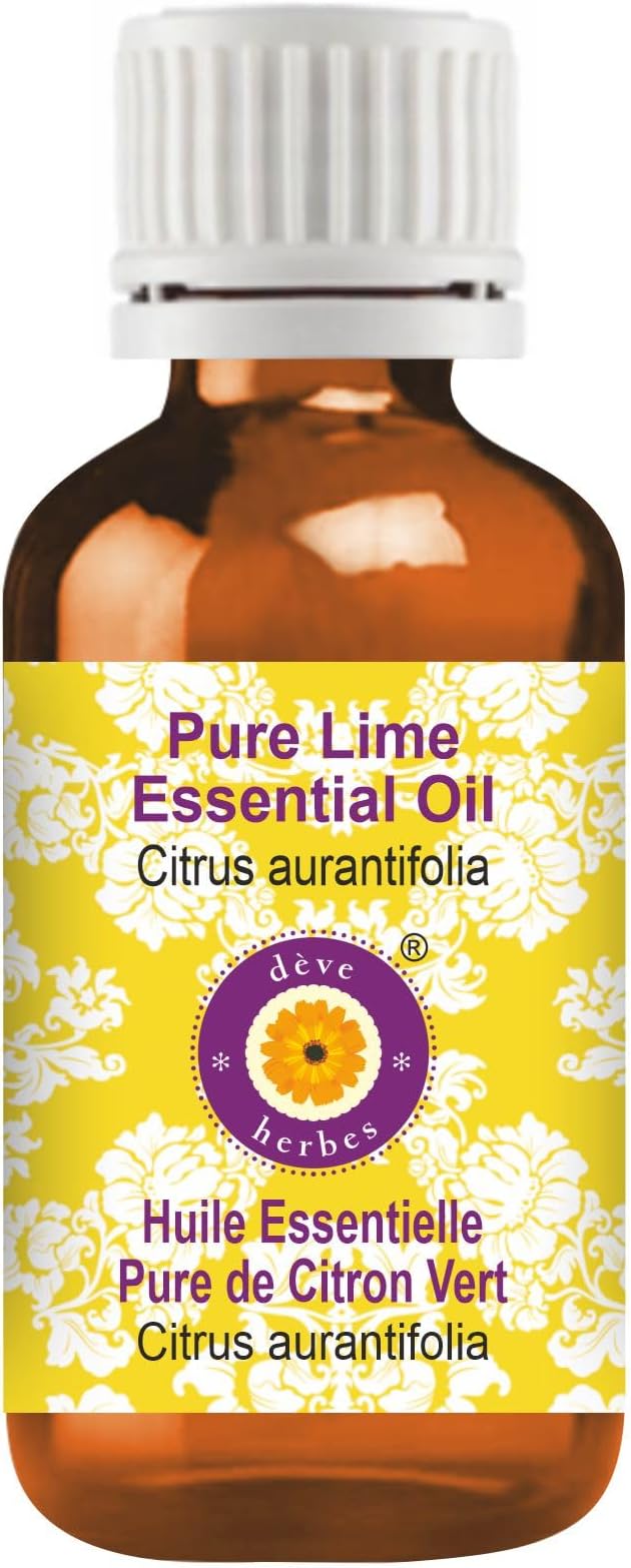 Deve Herbes Pure Lime Essential Oil (Citrus aurantifolia) Steam Distilled 15ml (0.50 oz)