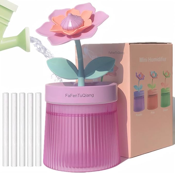 Desk Mini Humidifier,Personal Small Humidifier Diffuser 260ml Portable with Cool Mist, Auto Off,Colorful Light,Top Fill Air Humidifier for Plants Home Bedroom Office Travel Women Birthday Girlfriends
