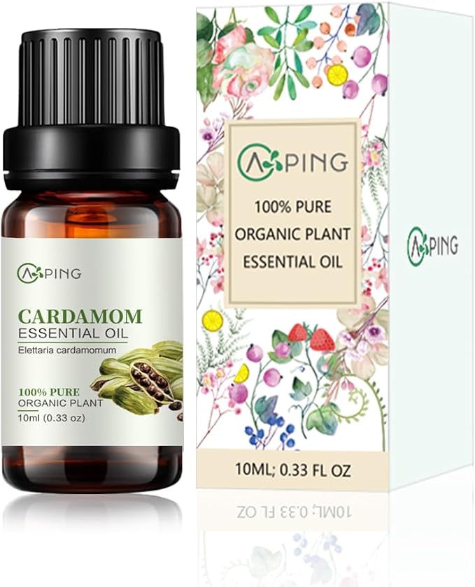 Cardamom Essential Oil - 100% Pure Organic Natural Plant (Elettaria cardamomum) Cardamom Oil for Diffuser, Aroma, Spa, Massage, Yoga, Perfume, 0.33oz
