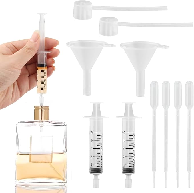 10pcs Perfume Refill Tool Kit, Plastic Perfume Dispenser Transfer Tools Set, Cosmetic Dispenser Syringes Extractor Tool for Travel Fragrance Sample Essential Oils