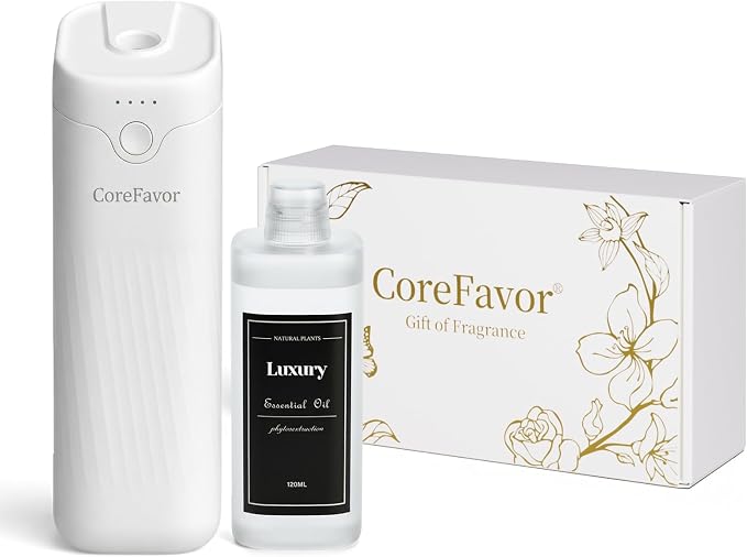 Waterless Essential Oil Diffuser (M60) with 120ml Oil, Rechargeable Portable Battery-Operated Cold Air Aroma Scent, 4 Adjustable Intensity Levels, Quiet Diffuser for Home Bedroom (Luxury)