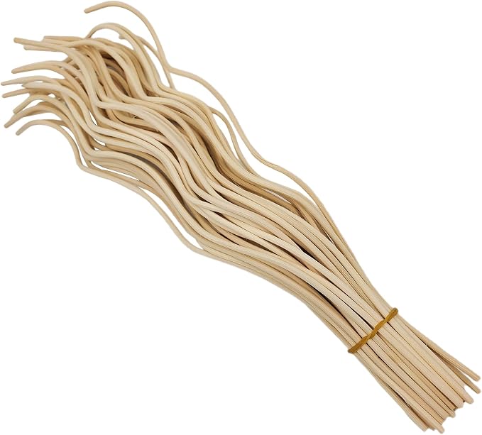 11 inchs Wavy Rattan Reed Diffuser Sticks 50PCS Natural Rattan Fragrance Aromatherapy Volatile Replacement RefillEssential Oil Aroma Diffuser Replacements Sticks for own Space (50PCS, Wood Color)