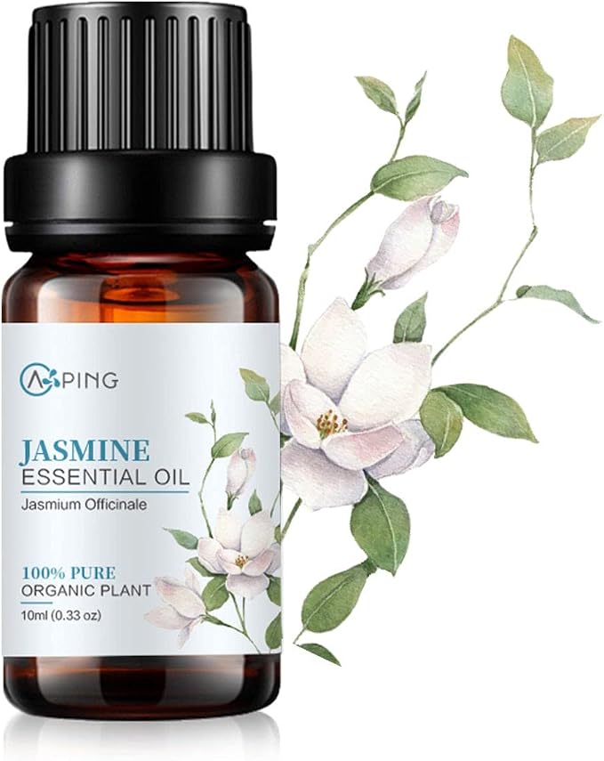 Jasmine Essential Oil - 100% Pure Organic Natural Plant (Jasmium Officinale) Jasmine Oil for Diffuser, Aroma, Spa, Massage, Yoga, Perfume, 0.33oz