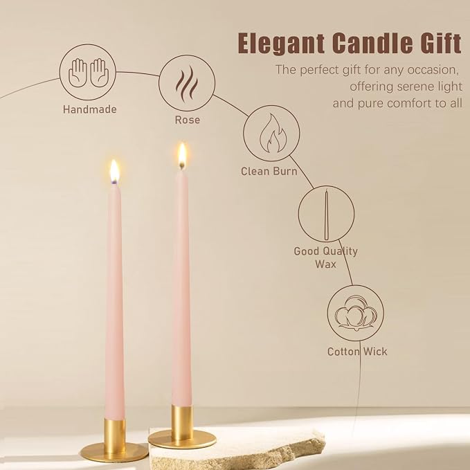 Candlesticks Long Taper Candle,Cappuccino Rose Scented 10 Inches Candle Sticks Smokeless Tapered Candles for Home Décor Holiday Gifts