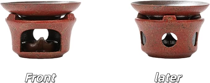Ceramic Incense Burner Kit, No Electricity Needed,Zen-Inspired Aromatherapy Oil Burner with Rustic Terracotta Glaze, Perfect for Home, Office, Yoga & Meditation (Reddish Brown)