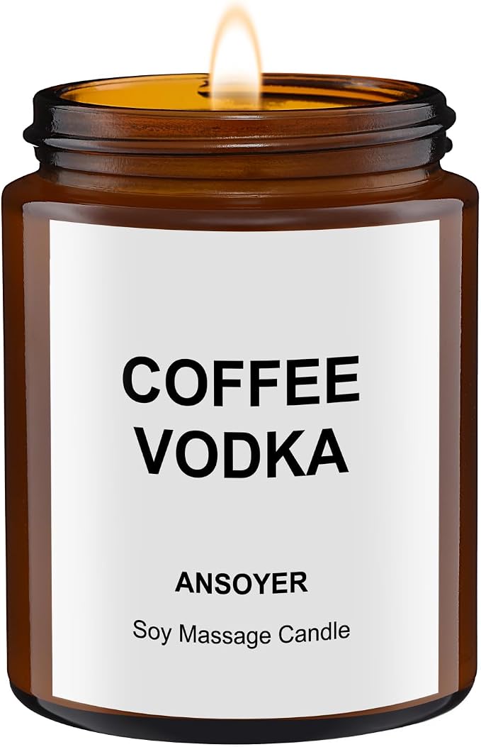 Massage Oil Candle, Coffee Vodka Scent, Gift for SPA Use, Home Scented Candle Body Oil, Ultra Hydrating Body Care with Soybean Oil, 4.5oz