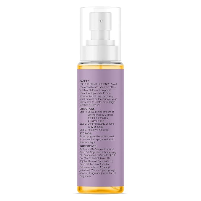 Majestic Pure Lavender Oil Body Mist- 100% Pure & Natural - After Shower Body Oils for Women and Men - Scented, Radiant, Skin Therapy Firming Massage Oil - 6.8 Fl Oz