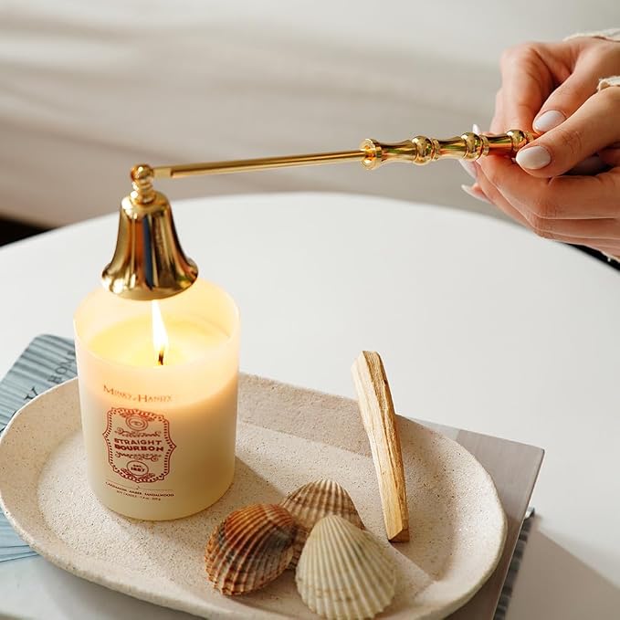 Luxury Candle Snuffer Accessory - Brass Design - Safely Extinguish Candle Flames - Home Decor and Gift for Candle Lover (Gold)
