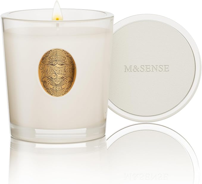 M&SENSE Vanilla Dream Soy Candle, 9.2 oz, 50-Hour Burn, Natural Non-Toxic Scented Candle, Aromatherapy for Stress Relief & Home Spa