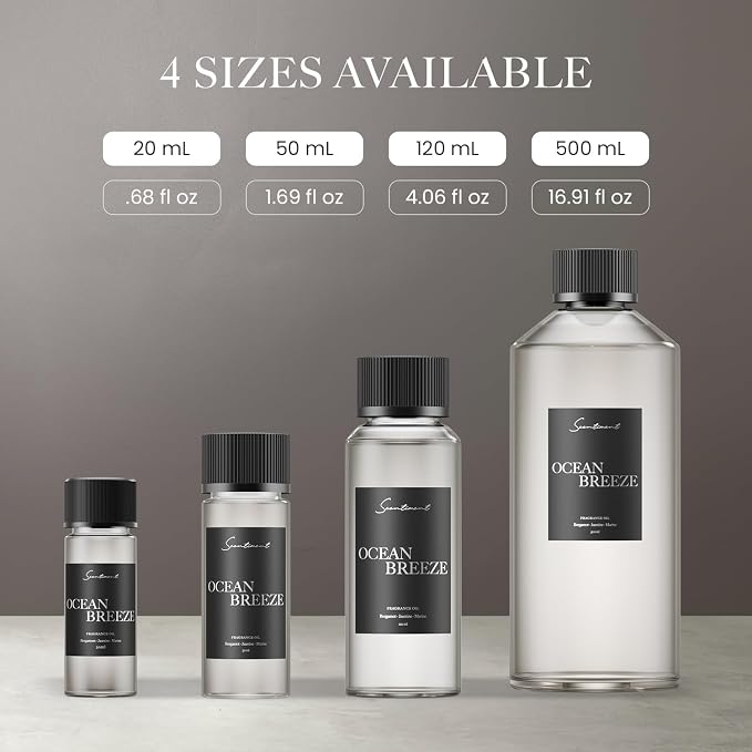 Scentiment Ocean Breeze Diffuser Oil - Premium Hotel Scent with Notes of Bergamot, Lemon, Jasmine with Marine & Amber Home Scent, Hotel Fragrance Oil Diffuser Refill - 4.06 fl oz (120 mL)