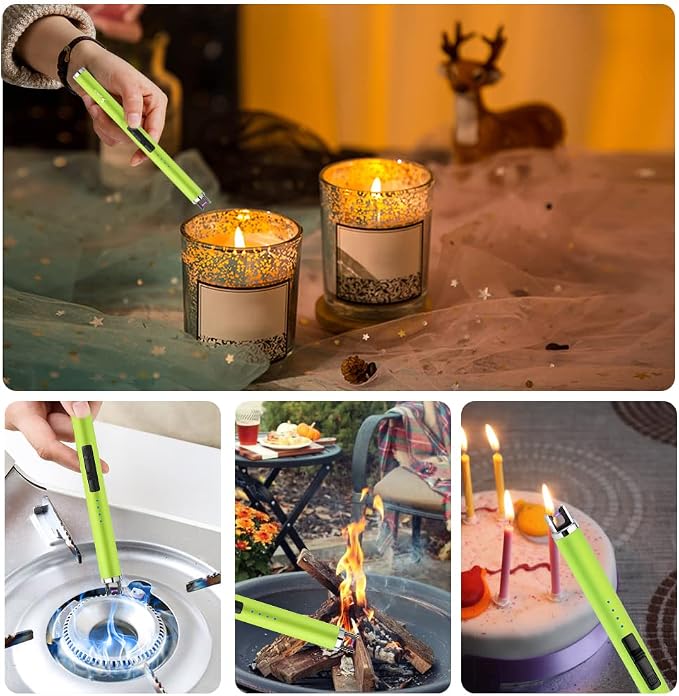 SUPRUS Fluorescent Lighter Glows in The Dark USB Lighter Rechargeable Windproof Pocket Size for Candle Cooking BBQ in Party (Yellow)