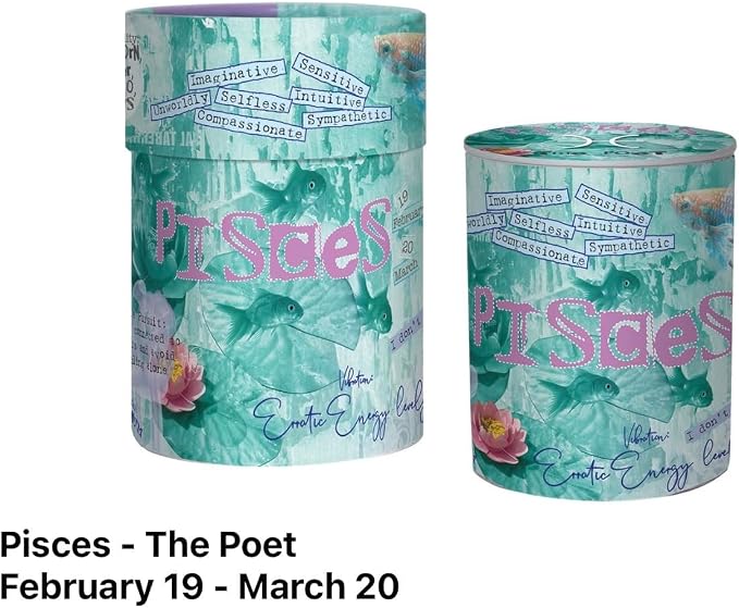 Pisces Zodiac Candle – Jasmine Scented Soy Candle for Self Care & Relaxation – Zodiac Birthday Gift – 80 Hour Burn – Reusable Ceramic Jar