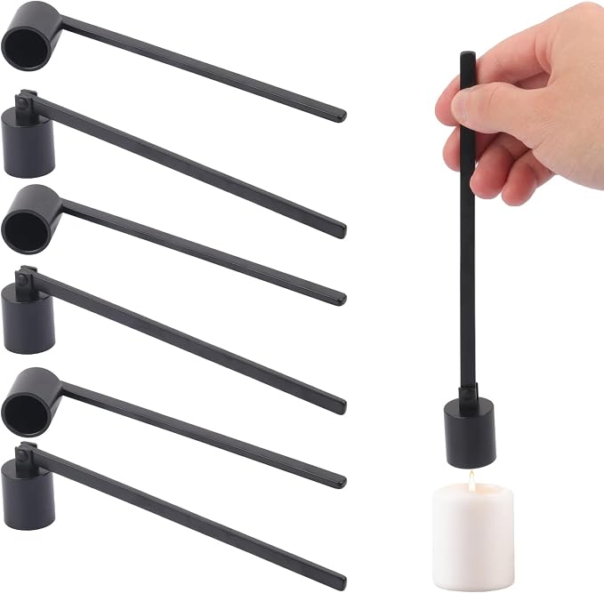 7 Pack 8 inch Black Candle Snuffer Bulk, Long Handle Stainless Steel Polished Candle Snuffer for Candle Lovers