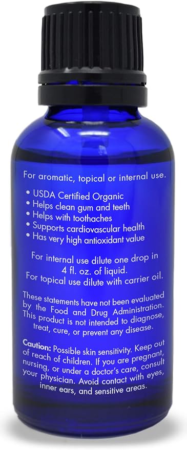 Organic, Clove Oil, Food Grade – 100% Pure, Clove, Bud, Essential, Oil, by Zongle Therapeutics, 1 OZ