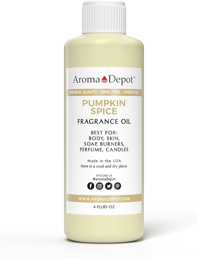 Aroma Depot 2oz Pumpkin Spice Perfume Oil for Making, Body Oil, Soap, Candle Making & Incense. Our Version is a Premium Quality Undiluted & Alcohol Free