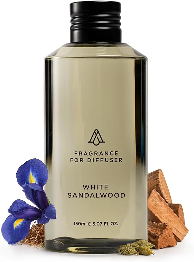AromaPlan Fragrance Oil White Sandalwood 5 Fl Oz (148ml) Winter Collection | Luxury Hotel Scent Diffuser Oil | Hotel, Home & Spa | Non-Toxic, Made in USA - Bigger Bottle, Bolder Aroma & Longer Lasting