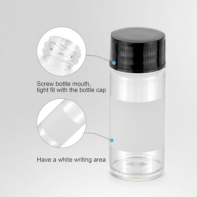 Kesell 10ml Glass Vial with Lid, 10-Pack Clear | Borosilicate Glass, White Marking Area, Empty Sample Container, for Perfume, Essential Oil, Cosmetic, Travel Liquid Samples