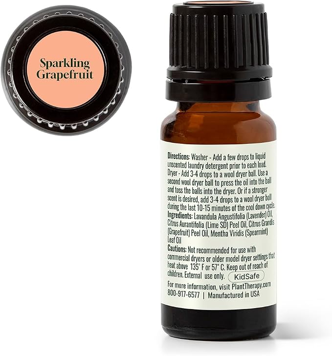 Plant Therapy Home Sparkling Grapefruit Laundry Essential Oil Blend 10 mL (1/3 oz), 100% Pure & Undiluted, Fresh Scent for Washer & Dryer, Natural Laundry Scent Booster