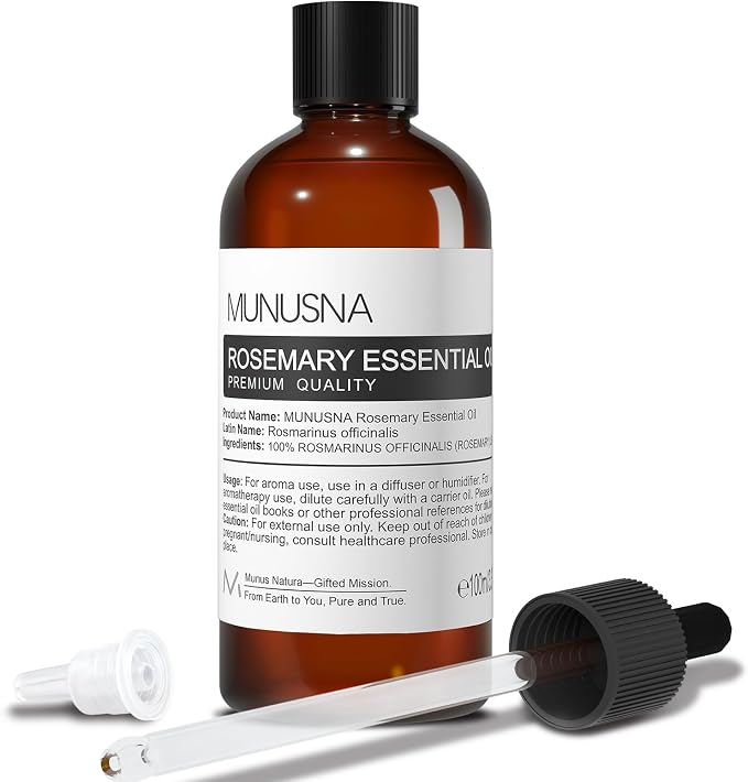 Rosemary Essential Oil 100ML, 100% Pure Rosemary Oil for Hair Growth, Premium Grade Aromatherapy Oils for Skin Care, Body Massage, Diffuser, Soap and Candle Making