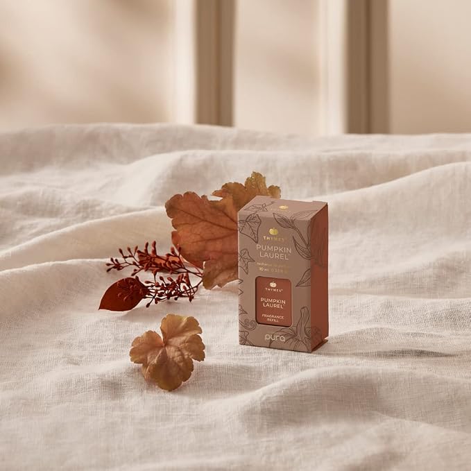 Thymes Pura Refills – 2 Pack of Oil Diffuser Scents – Long-Lasting Pura Diffuser Refills – Premium Home Fragrance – Notes of Nutmeg, Cinnamon, Clove, Pumpkin & Orange Peel (Pumpkin Laurel, Pack of 2)