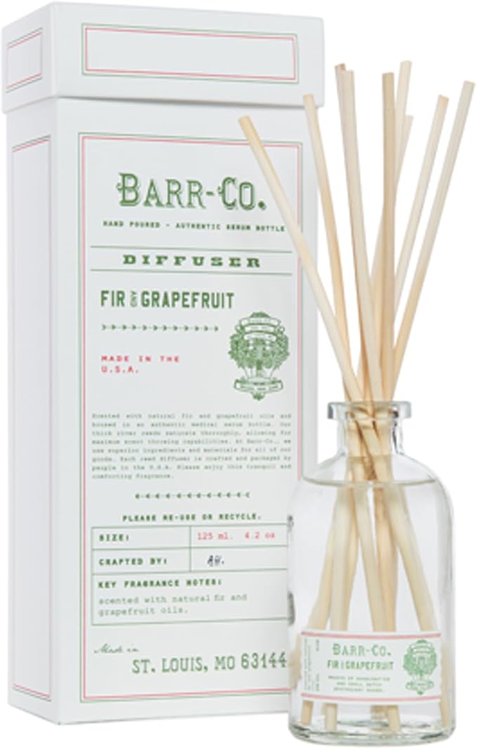 Barr-Co. Fir & Grapefruit Scent Diffuser Kit, Bright Grapefruit & Cooling Balsam Scent, Reed Diffuser for Home, Long Lasting Aroma Diffuser, Refillable, 8 fl oz