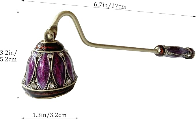 Purple Floral Candle Snuffer, Hand-Painted Metal Candle Extinguisher with Non-Slip Handle, Elegant Decorative Candle Tool for Hanukkah, Christmas, Birthdays