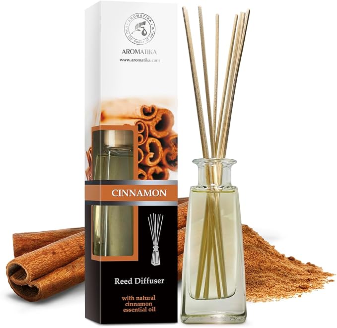 Reed Diffuser Cinnamon 3.4 Fl Oz(100ml) - Room Diffuser with Cinnamon Essential Oil - Home Fragrance - Aromatherapy Air Freshener - Oil Diffuser - Scented - Cinnamon Aroma