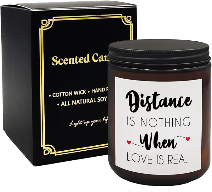 Mancheng-zi Long Distance Relationship Gifts - Love Scented Candles 'Distance is Nothing When Love is Real' for Girlfriend